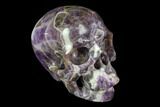 Realistic, Carved Chevron Amethyst Skull #116681-1